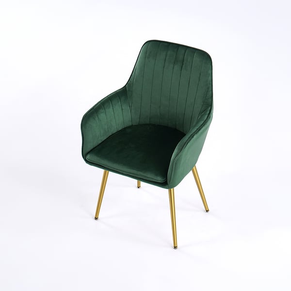 Modern Dining Chair Green Velvet Upholstered Dining Chairs With Arms (Set of 2)