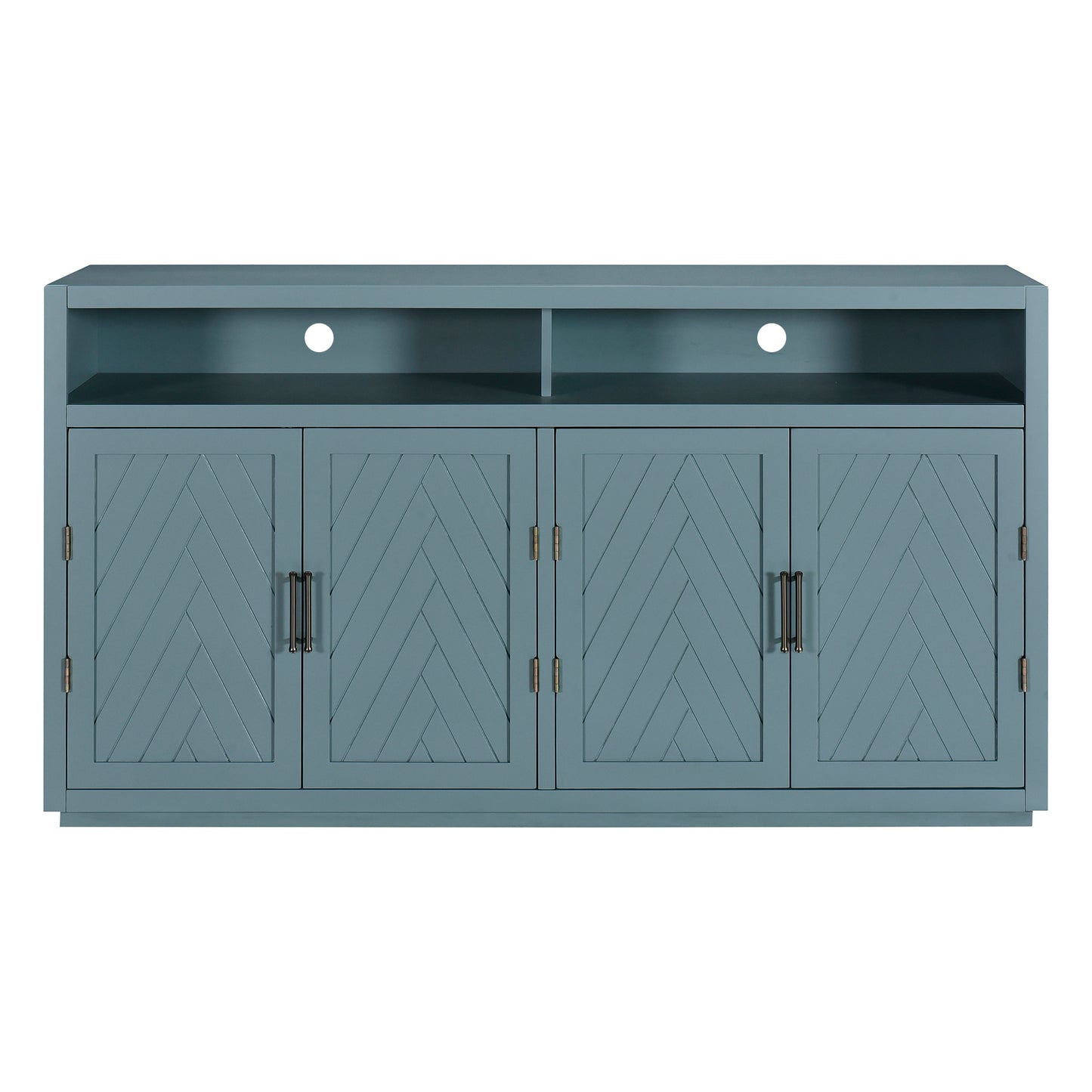 TREXM 4-door Classic Sideboard with Open Storage and Adjustable Shelves Perfect for kitchens,  living rooms (Smoke Blue)