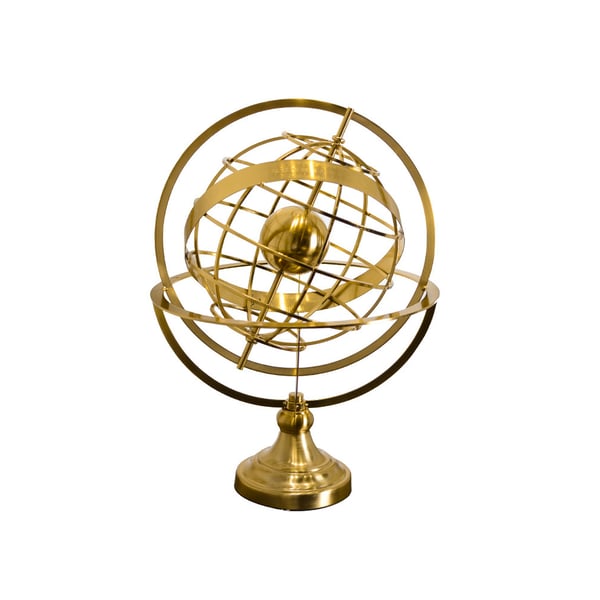 Sculpture de Globe doré de 15 pouces, Figurine géométrique moderne en métal, décoration de Table, Art