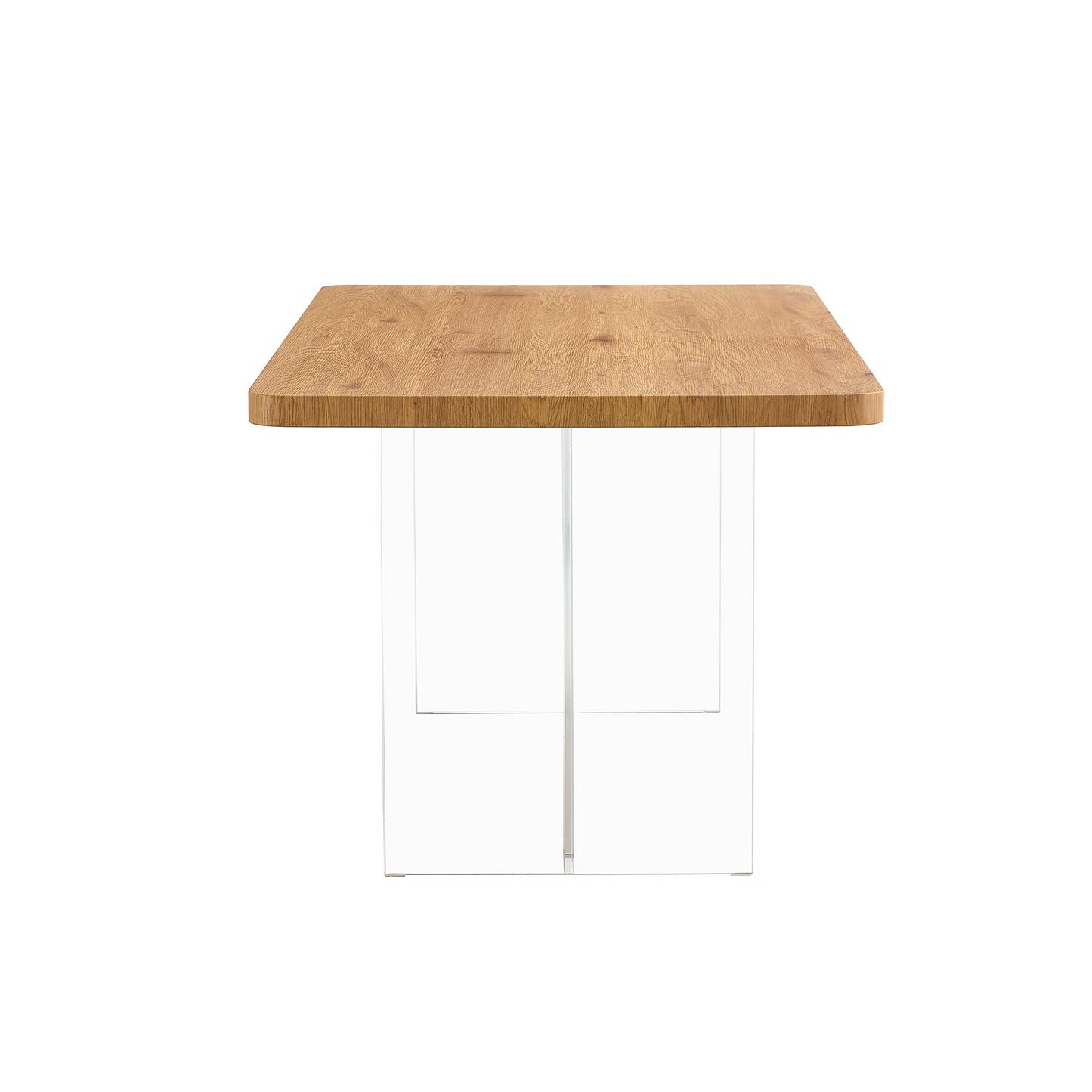 Elegant Minimalist Wooden Table with Acrylic Base - Ideal for Dining Rooms and Offices