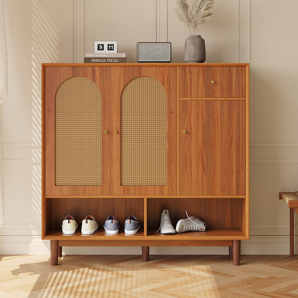 Armoire de rangement de chaussures en bois avec 3 portes et tiroir, placard d'entrée, rangement de chaussures