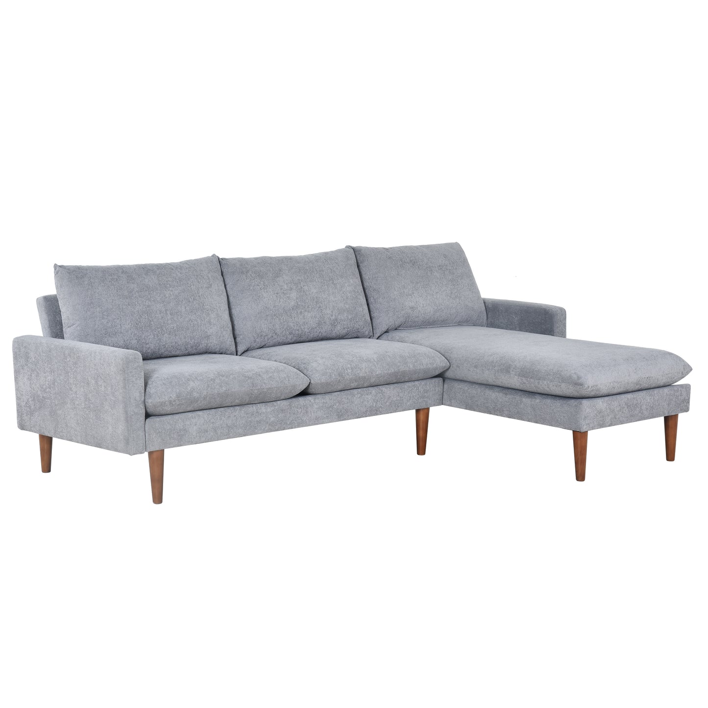 L-Shaped Sofa with Padded Cashmere: Multi-functional Design, Modern Luxury Appearance - Ideal for Living Rooms, Apartments - Easy Assembly & Maintenance,Grey