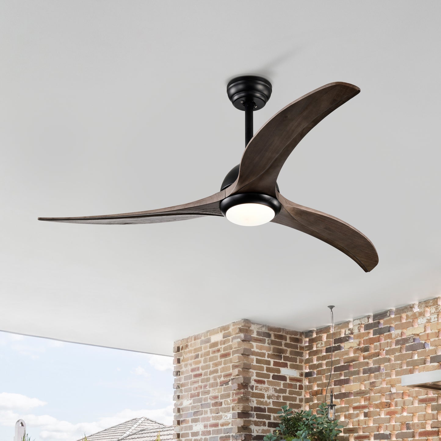 Modern 52" Ceiling Fan with Light - Matte Black Finish, Remote Control, 6-Speed Reversible Motor