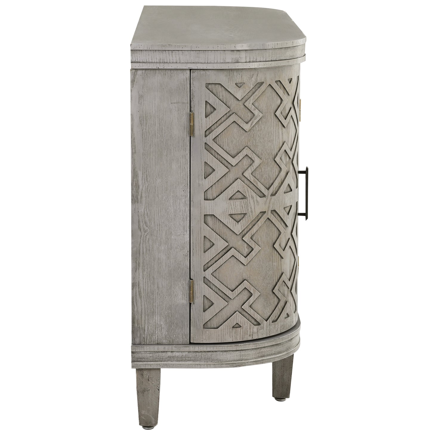 U-Style Accent Storage Cabinet Sideboard Wooden Cabinet with Antique Pattern Doors for Hallway, Entryway, Living Room