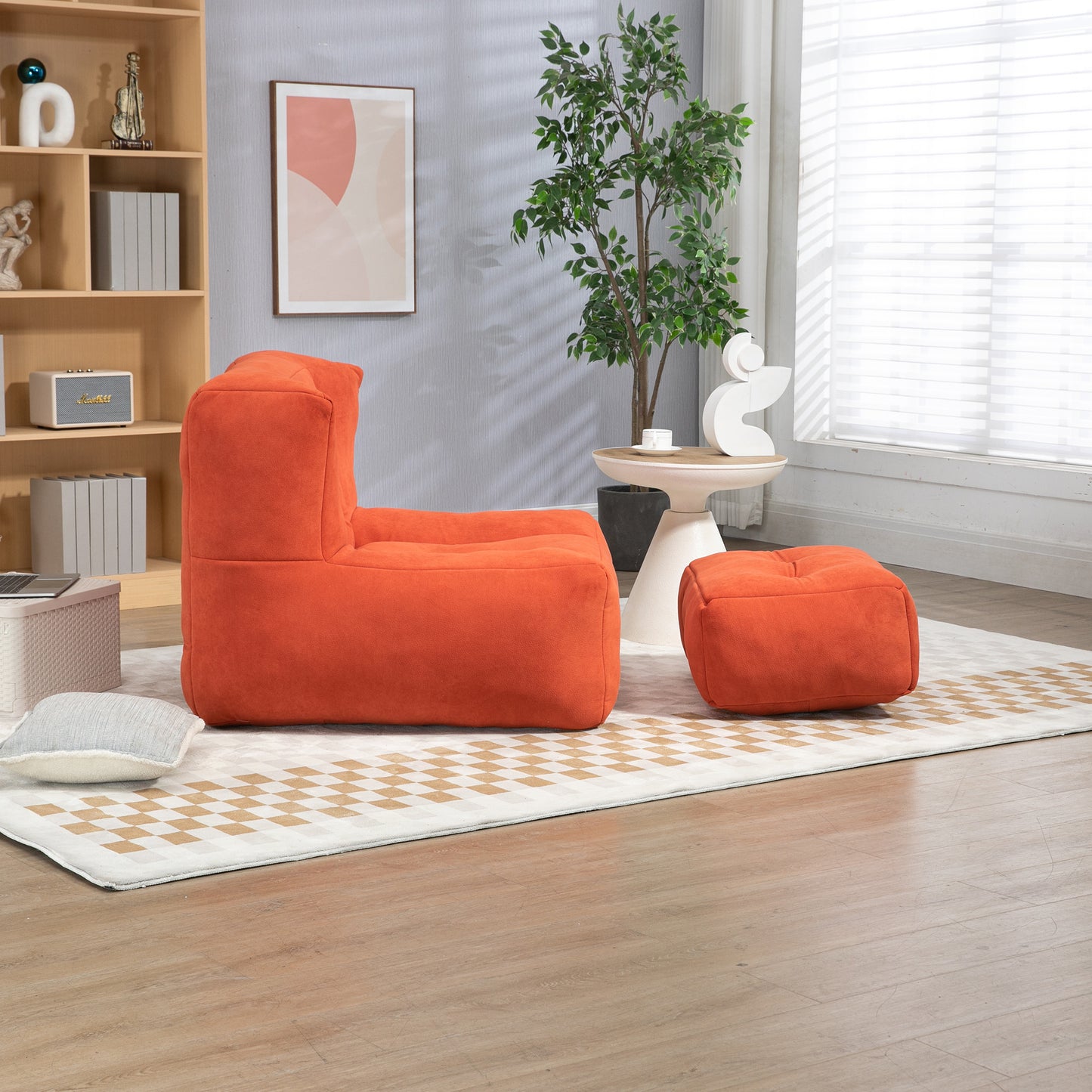 Fauteuil poire moelleux, pouf confortable pour adultes et enfants, fauteuil poire super doux avec mousse à mémoire de forme et pouf, fauteuil poire intérieur moderne pour salon, chambre à coucher, appartement