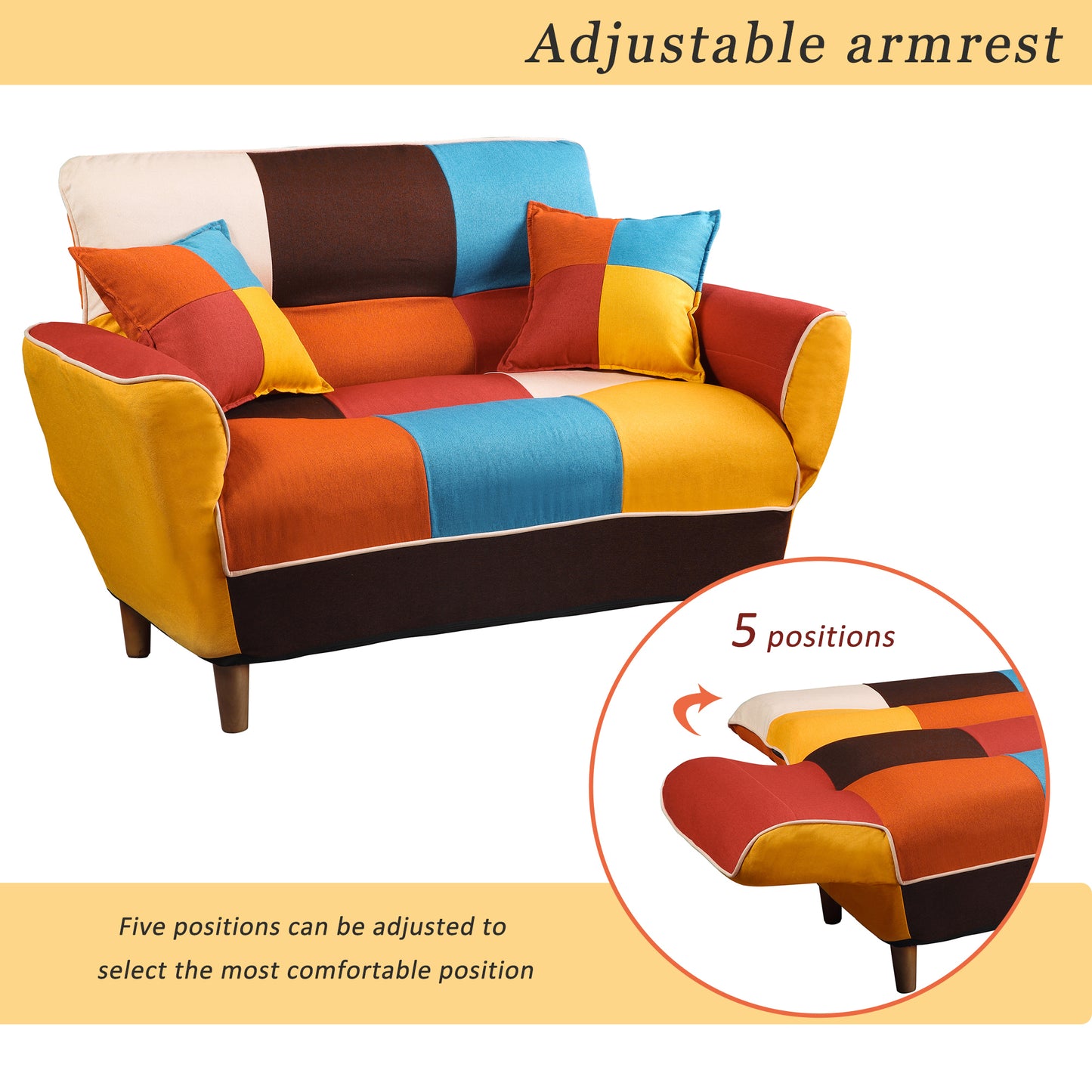 [VIDEO provided] U_STYLE Small Space Colorful Sleeper Sofa, Solid Wood Legs