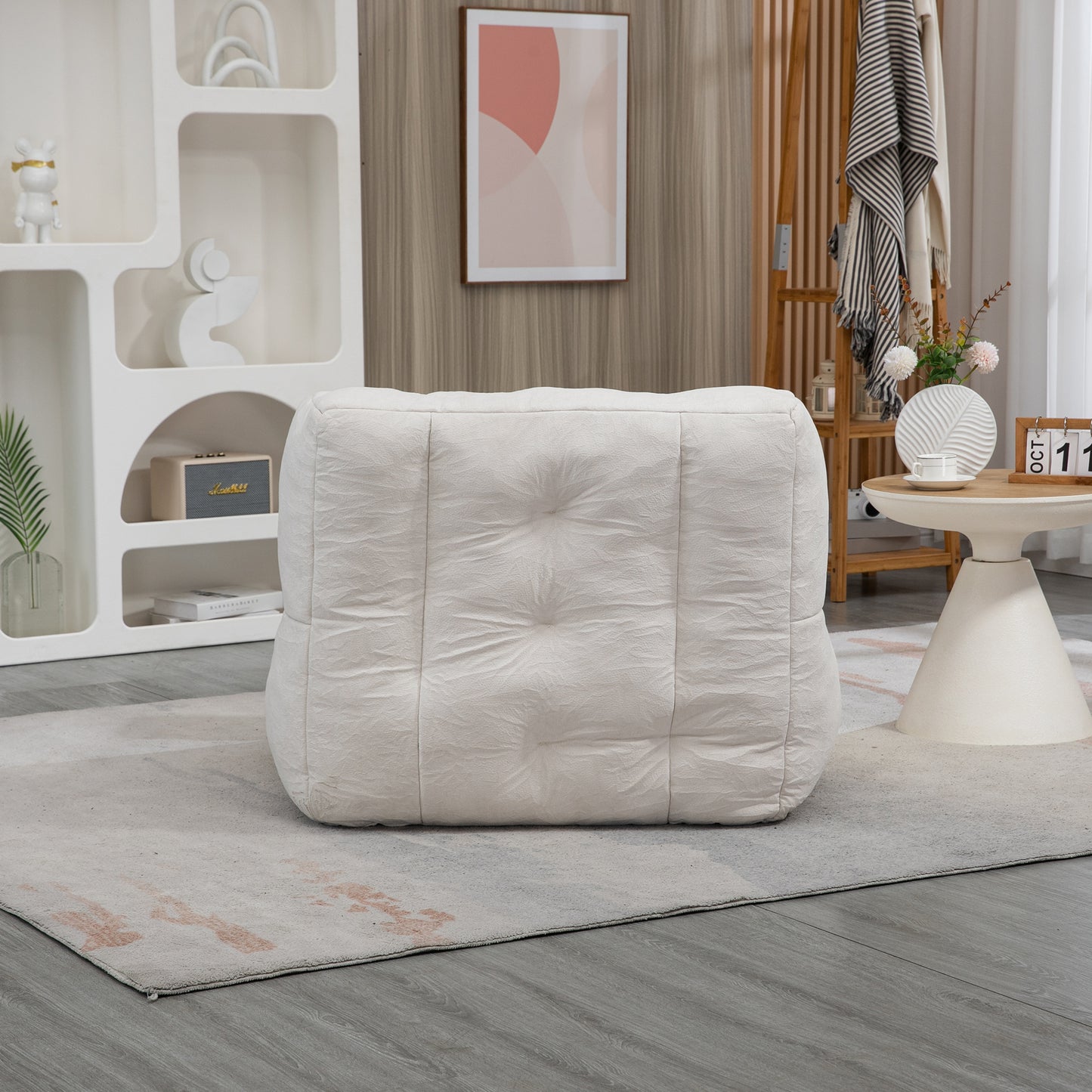 Fluffy bean bag chair, comfortable bean bag for adults and children, super soft lazy sofa chair with memory foam and ottoman, indoor modern focus bean bag chair for living room, bedroom, apartment