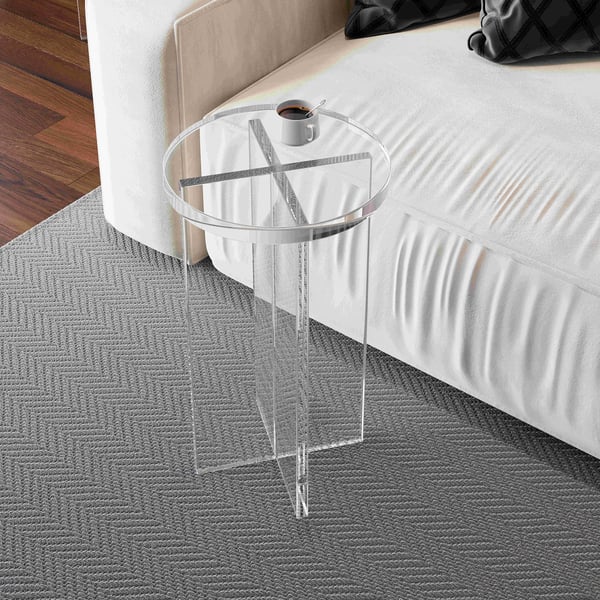 Round Clear Acrylic End Table Modern Side Table