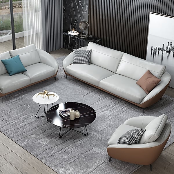 79" White Leath-Aire Sofa Upholstered Sofa 3-Seater Sofa Luxury Sofa