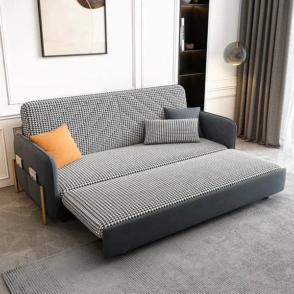 Full Sleeper Sofa Deep Gray Upholstered Convertible Sofa