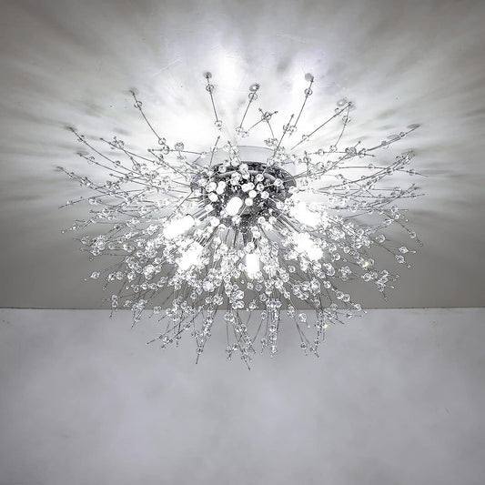 Chic Crystal Flush Mount Ceiling Light - Modern Sputnik Firework Design for Bedroom, Entryway & Hallway