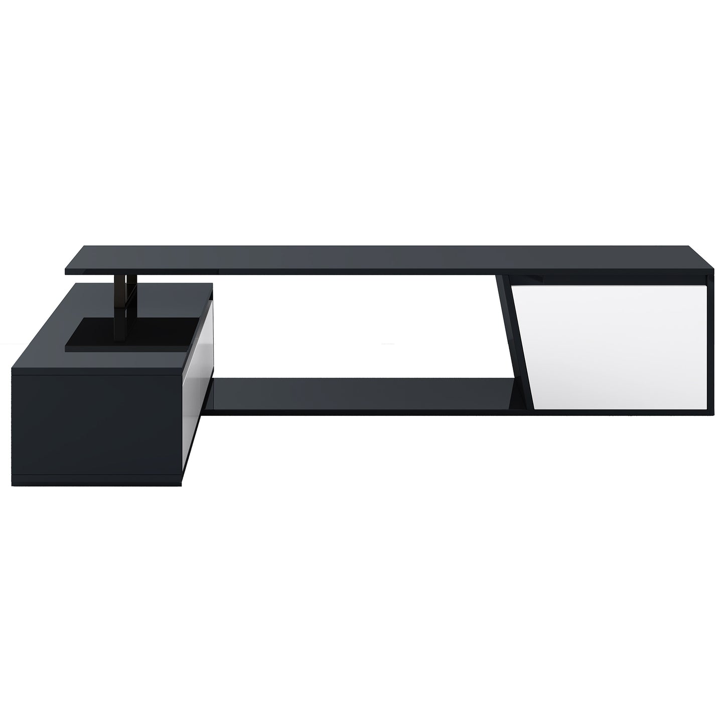 U-Can Modern, Minimalist Rectangle Extendable TV Stand, TV Cabinet with 2 Drawers and 1 Cabinet for Living Room, Up to 100''