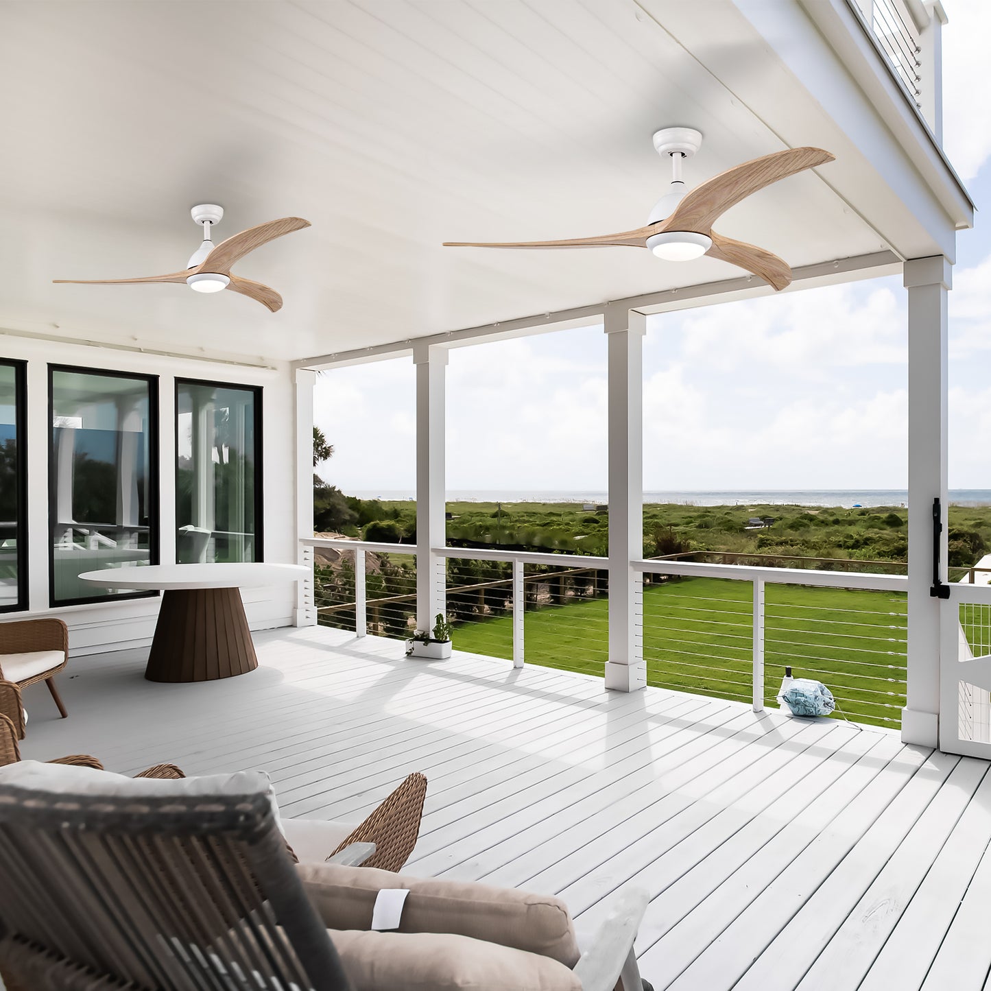 52" Matte White Ceiling Fan with Light & Remote Control - Noiseless Reversible Motor for Indoor/Outdoor Use