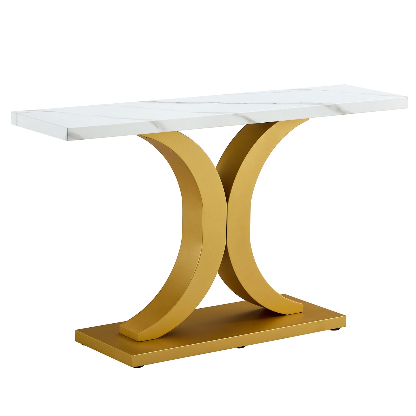 Chic Minimalist Foyer Table with White Surface and Gold Base - Ideal for Entryways