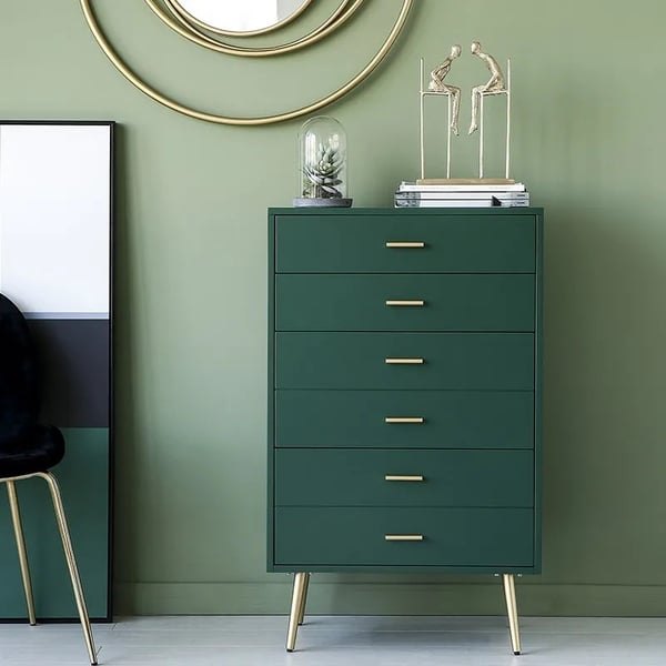 Modern Wood Dresser with 4 Drawers in Green Storage Chest for Bedroom