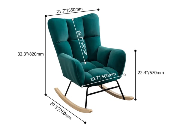 Modern Green Accent Chair with Tufted Upholstered Velvet Rocking