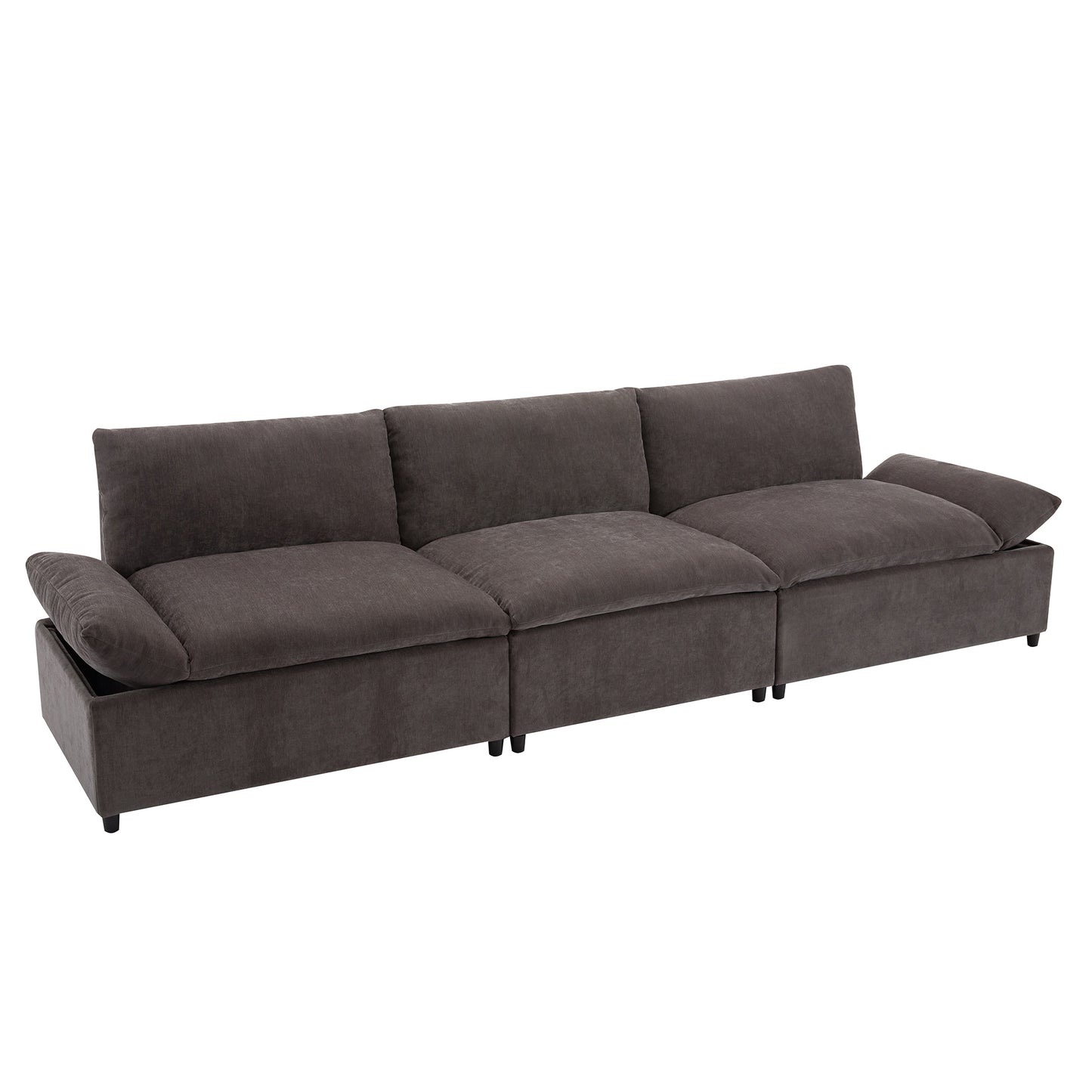 [ Video Provided] U_STYLE 119.5'' 3 Seater Sofa with 2 Storage Units , for Living Room, Office, Apartment