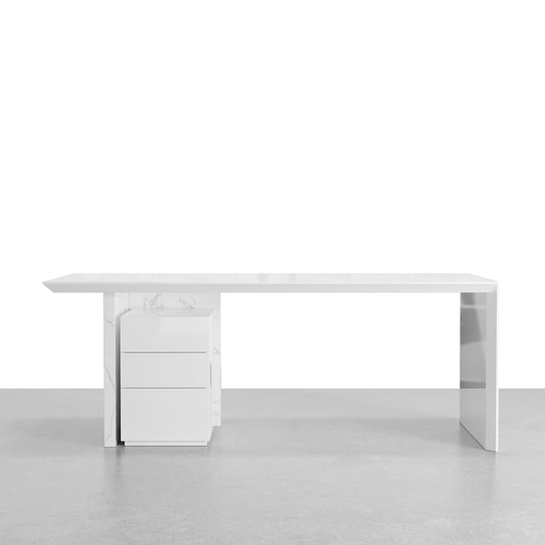 Modern Wooden Desk White Home Office Desk with Filing Cabinet