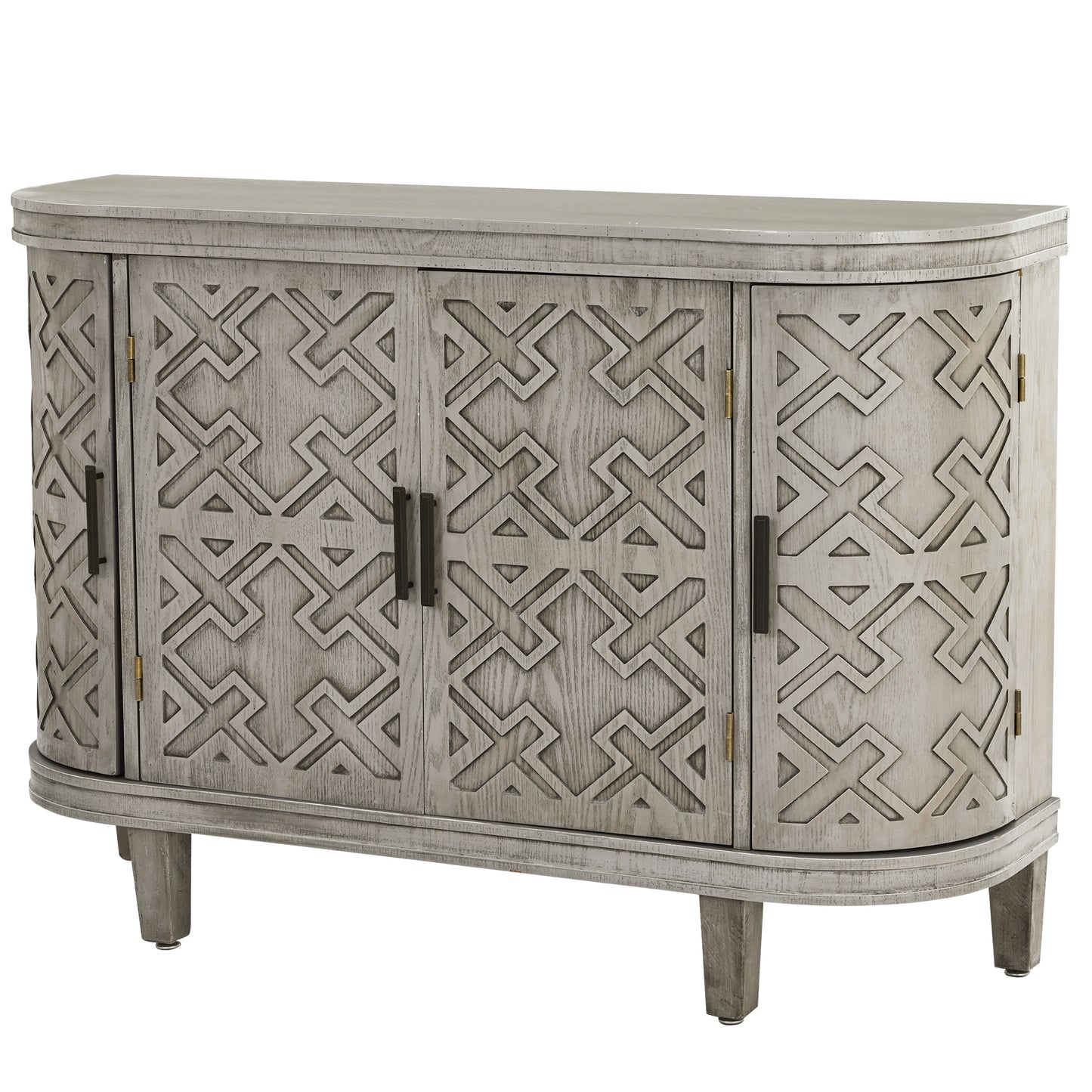 U-Style Accent Storage Cabinet Sideboard Wooden Cabinet with Antique Pattern Doors for Hallway, Entryway, Living Room