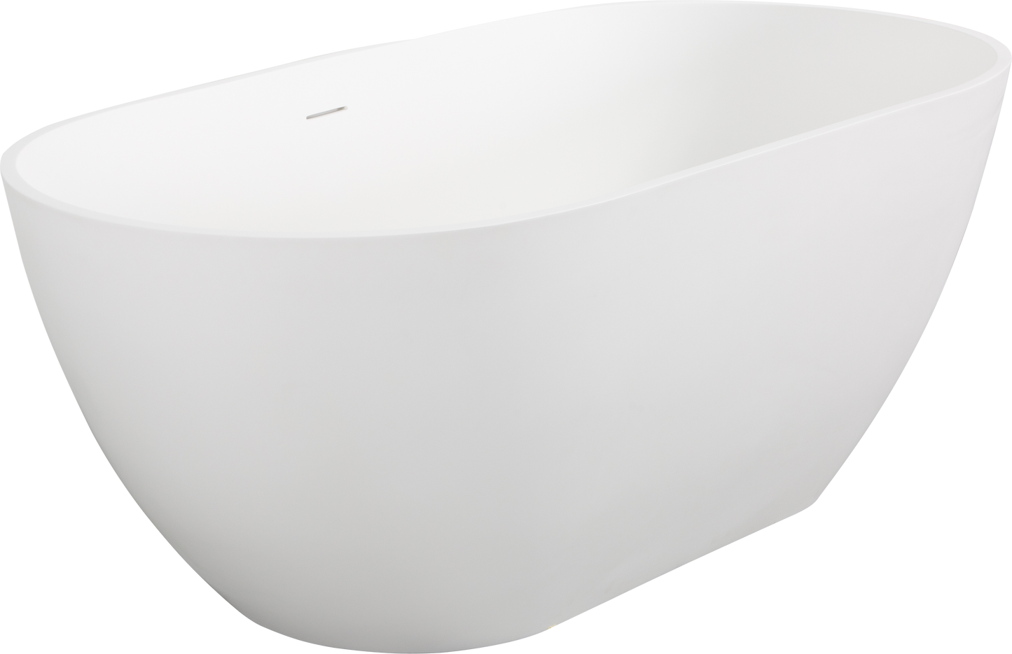 Elegant 59" Freestanding Solid Surface Bathtub – Luxury Matte White Soaking Tub with Efficient Overflow & Pop-Up Drain