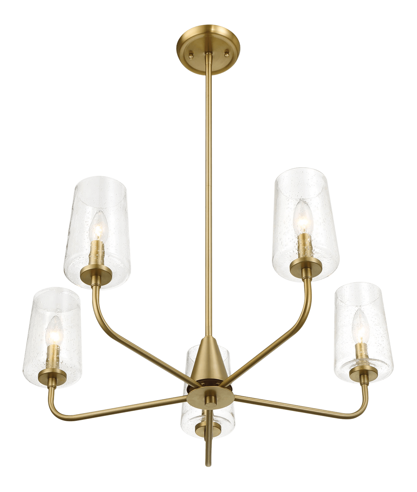 Dazzle Five Lights Chandelier With Clear Seeded Glass -Satin Brass