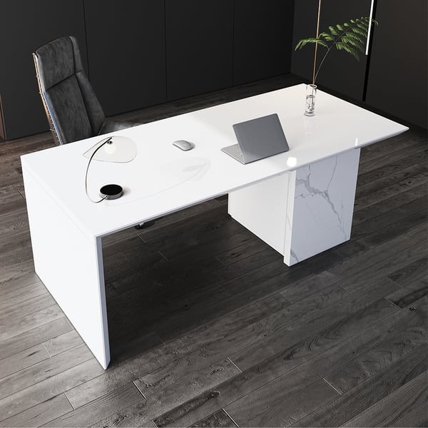 Modern Wooden Desk White Home Office Desk with Filing Cabinet