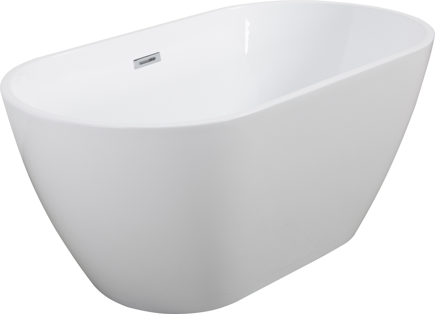 55" Sleek White Acrylic Freestanding Soaking Bathtub with Chrome Overflow and Drain, cUPC Certified - 55*28.35, Glossy White 22A09-55