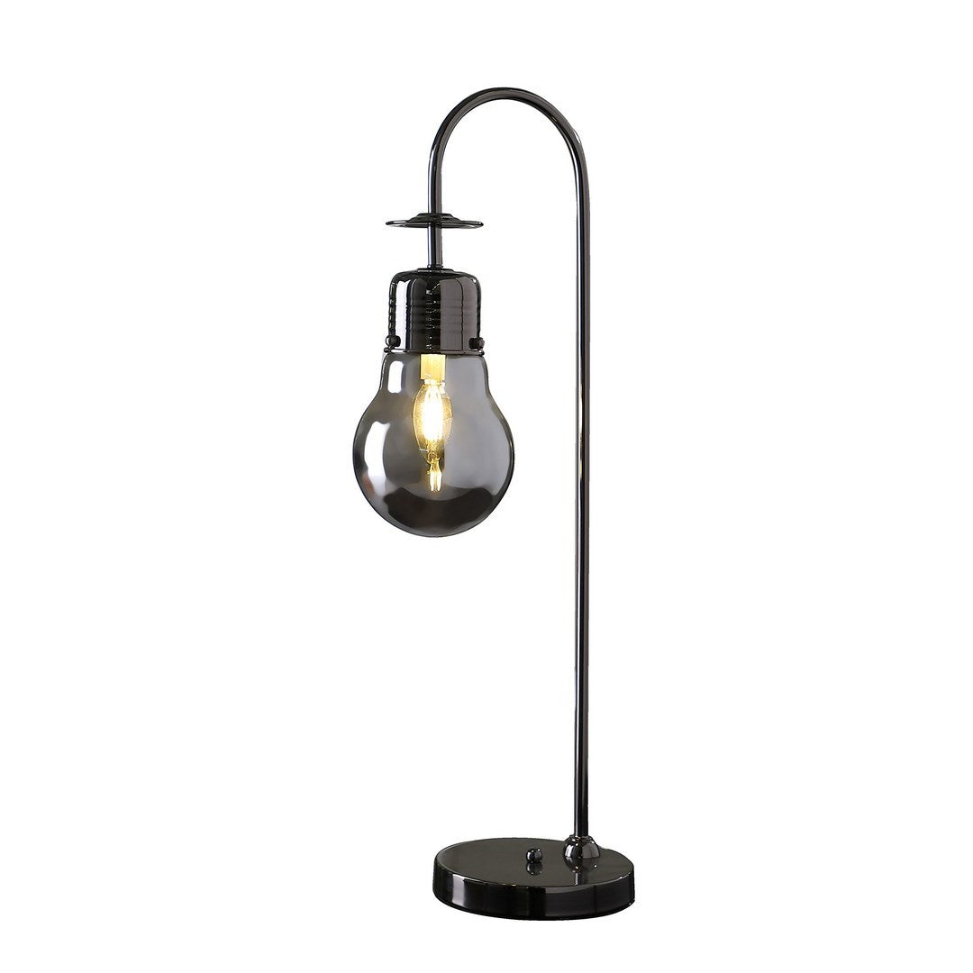 Adan Edison 29" Glass LED Table Lamp – Modern Downbridge Design in Black Chrome Metal