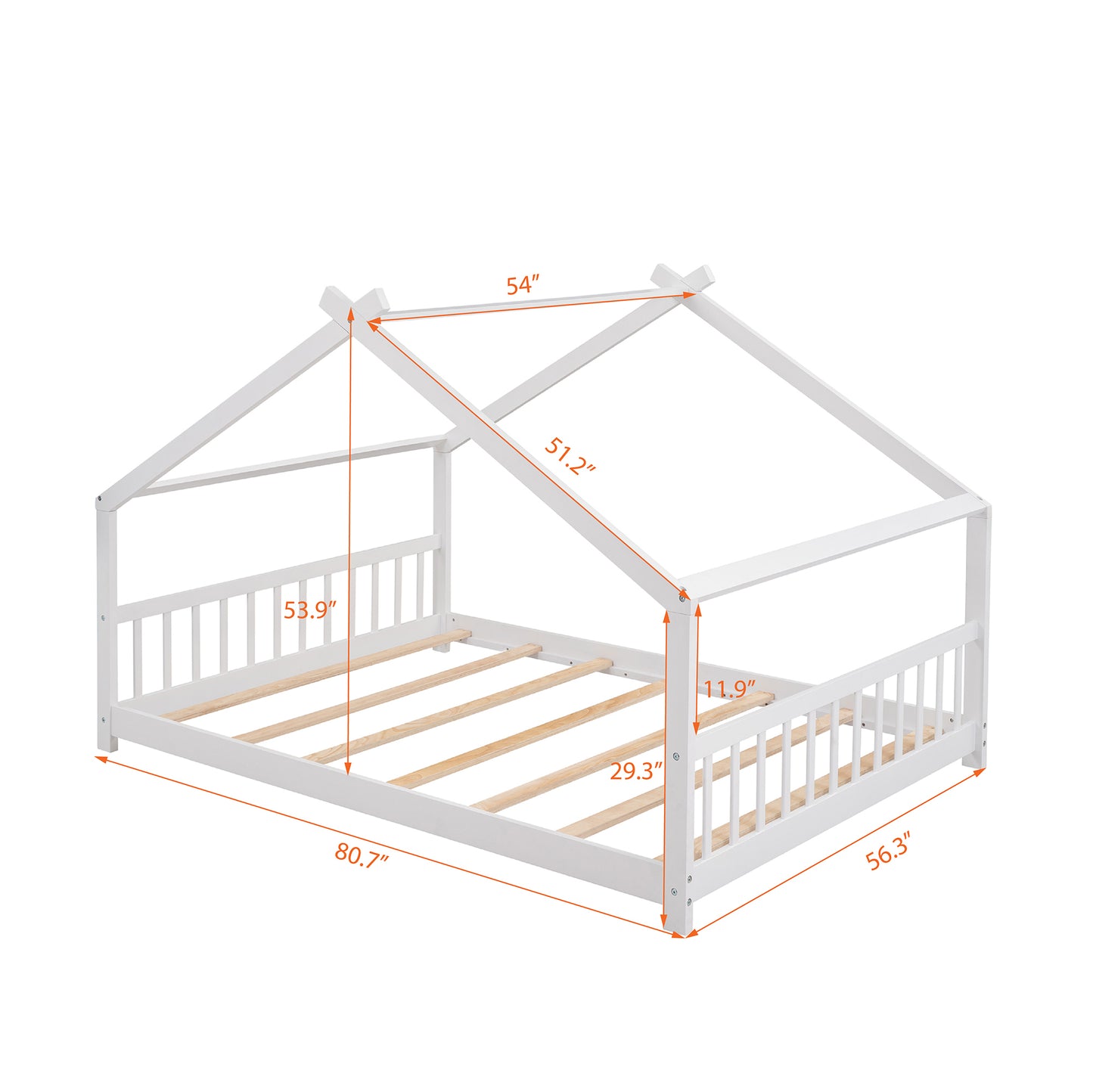 Lit maison double en bois, blanc