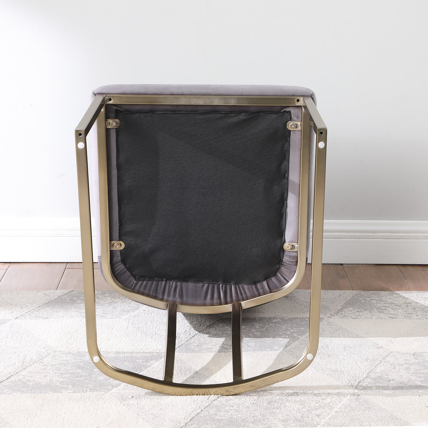 Velvet Upholstered Dining Chairs with Gold Metal Legs - Black Side Chairs (Set of 2)