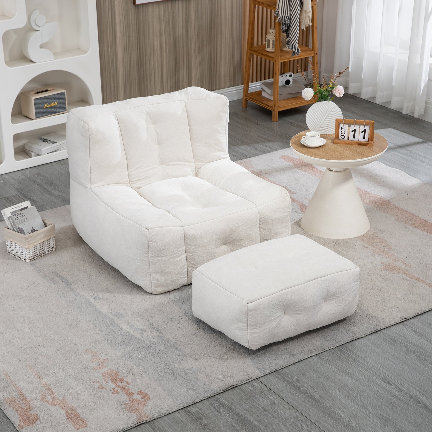 Fauteuil poire moelleux, pouf confortable pour adultes et enfants, fauteuil poire super doux avec mousse à mémoire de forme et pouf, fauteuil poire intérieur moderne pour salon, chambre à coucher, appartement