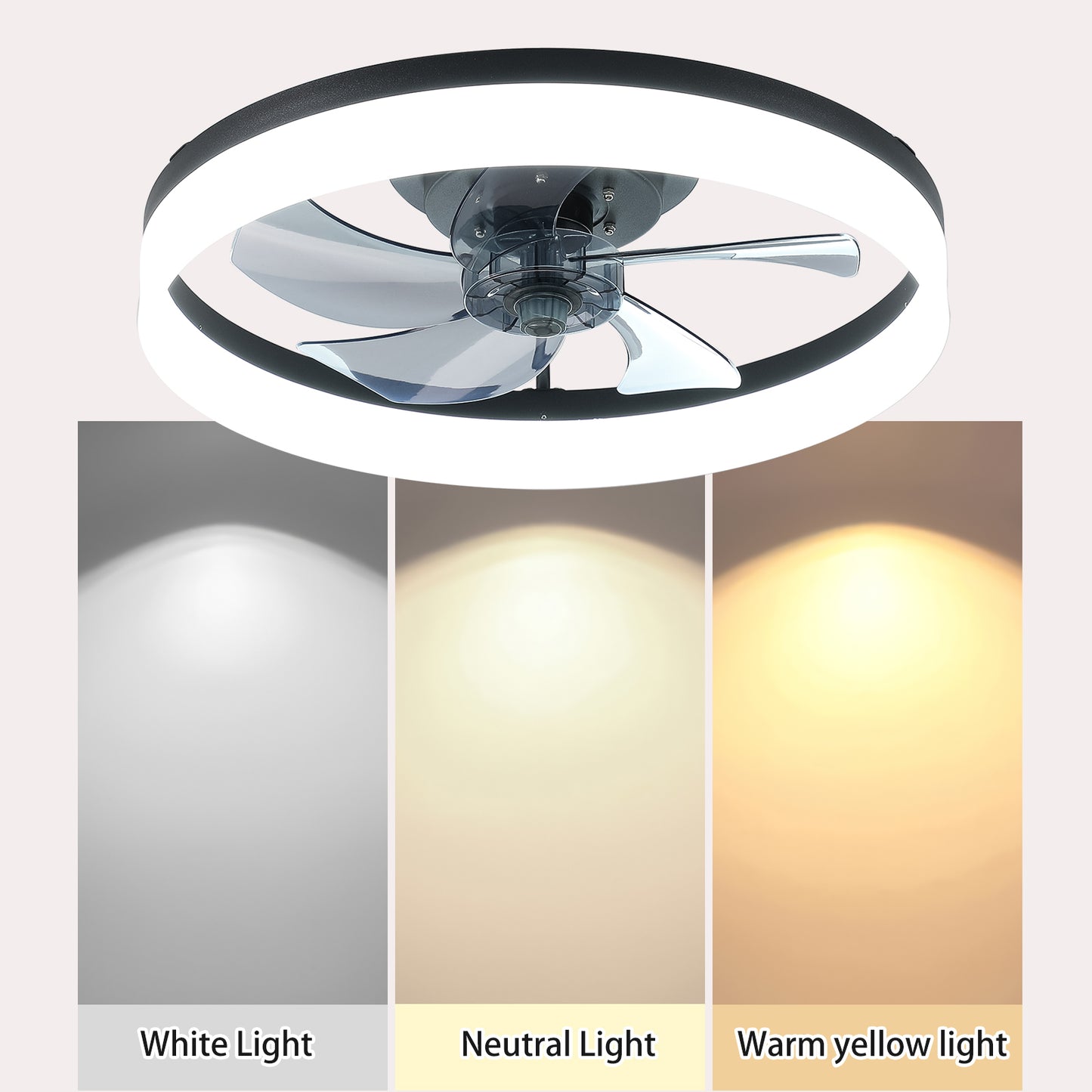 Smart Remote Ceiling Fan with Lights - 2-in-1 Semi-Enclosed Design for Low Ceilings