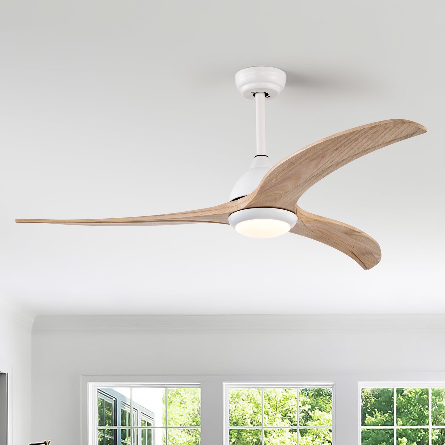 52" Matte White Ceiling Fan with Light & Remote Control - Noiseless Reversible Motor for Indoor/Outdoor Use