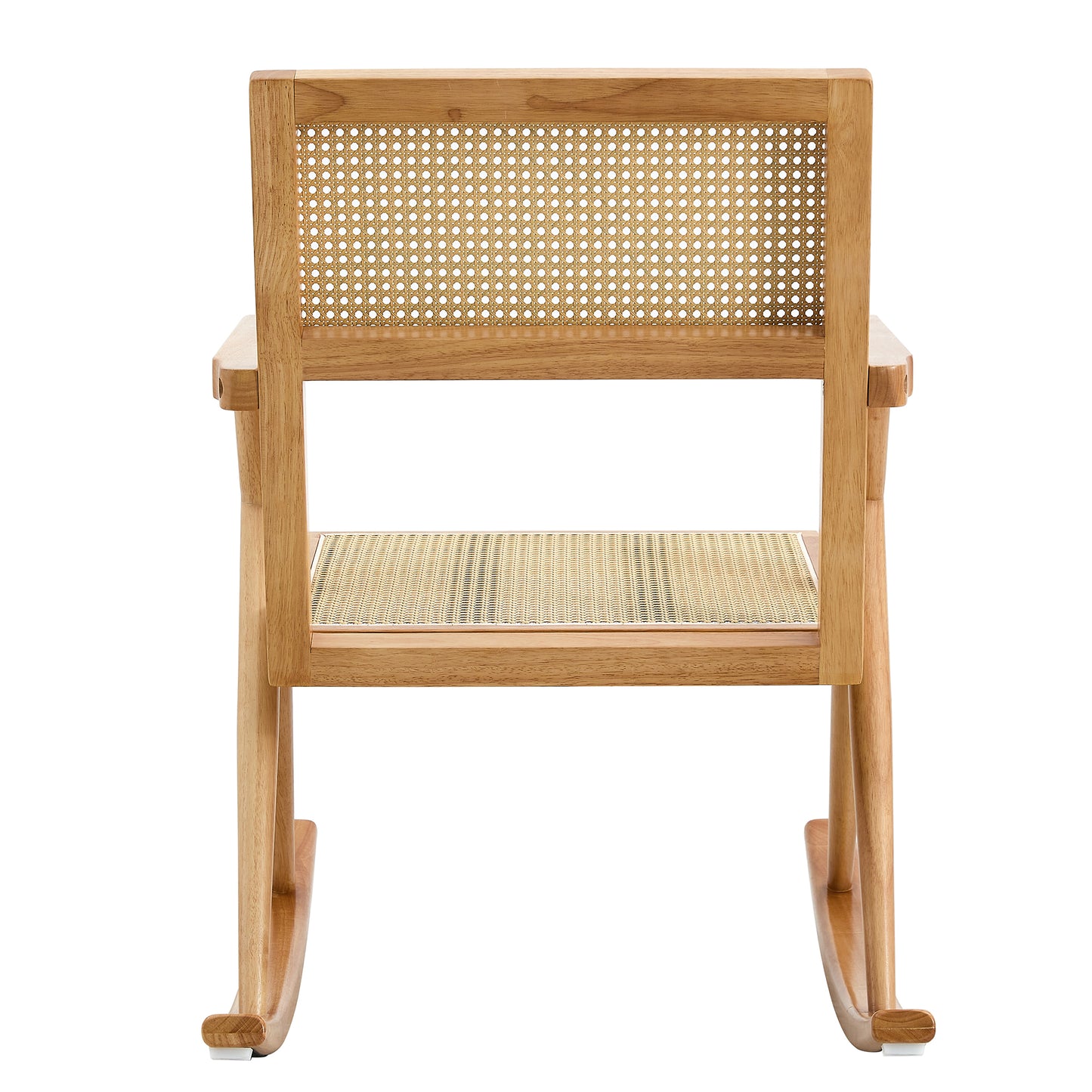 Elegant Solid Wood Rocking Chair with Imitation Rattan - Ideal for Indoor and Outdoor Relaxation