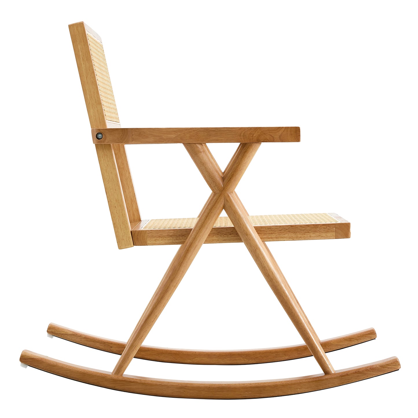 Elegant Solid Wood Rocking Chair with Imitation Rattan - Ideal for Indoor and Outdoor Relaxation