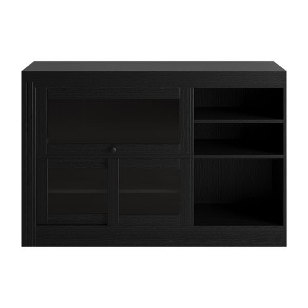 Black Storage Sideboard Cabinet Extendable Wood Buffet Foldable Dining Table