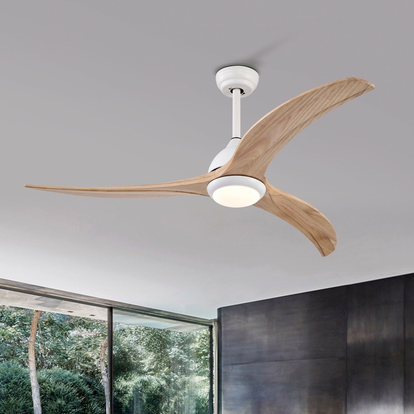 52" Matte White Ceiling Fan with Light & Remote Control - Noiseless Reversible Motor for Indoor/Outdoor Use