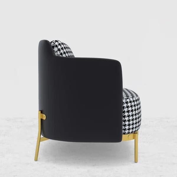 Modern Houndstooth Accent Chair with Linen Upholstery for Living Room