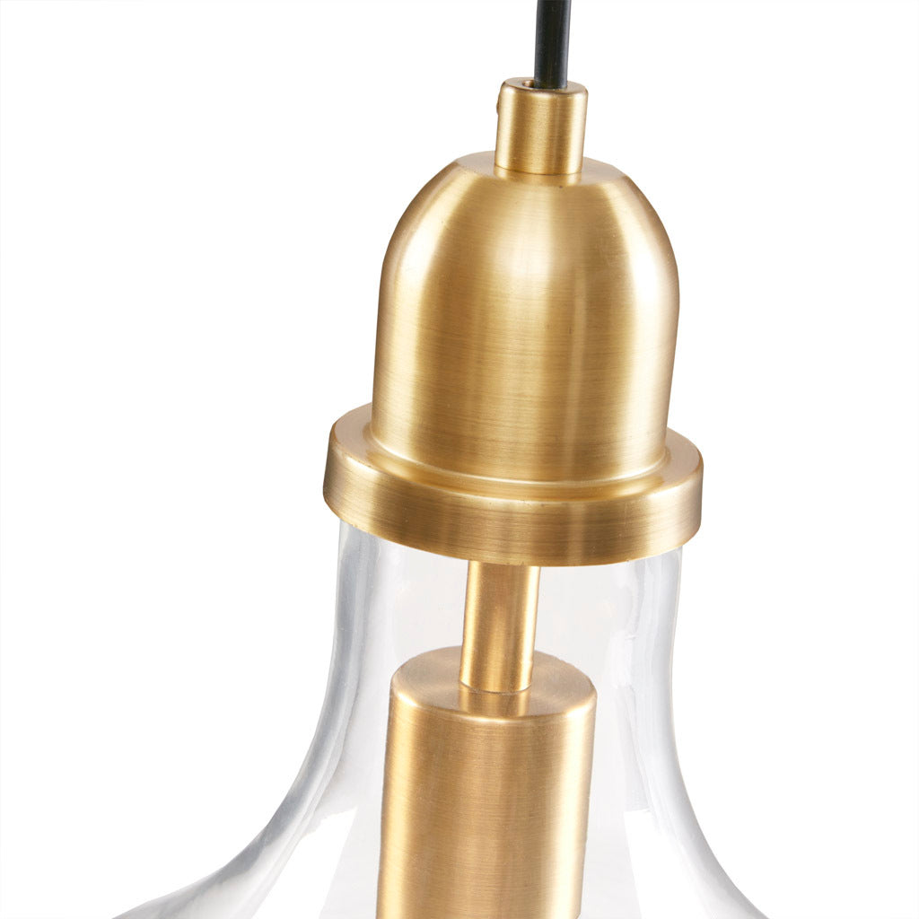 Bell Shaped Glass Pendant In Gold Finish