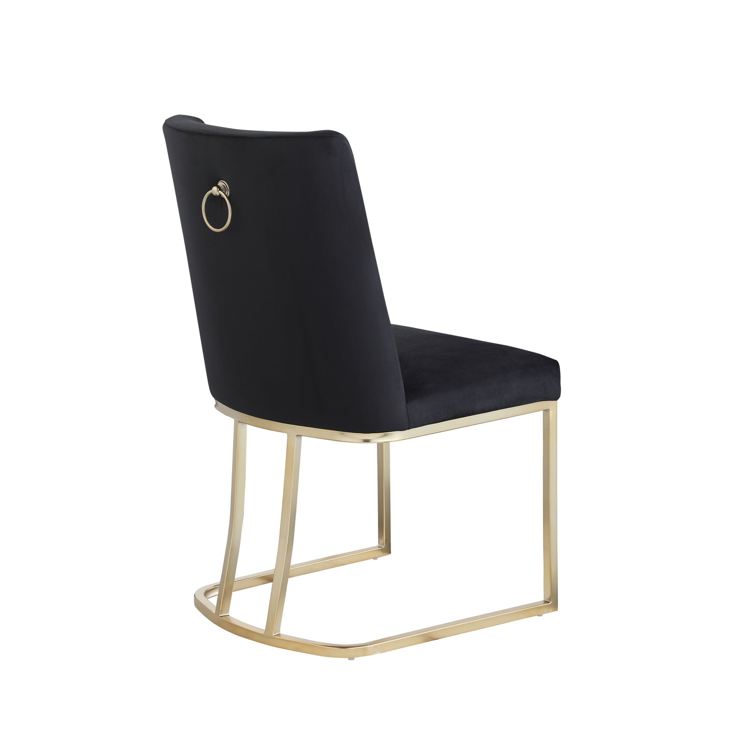 Velvet Upholstered Dining Chairs with Gold Metal Legs - Black Side Chairs (Set of 2)