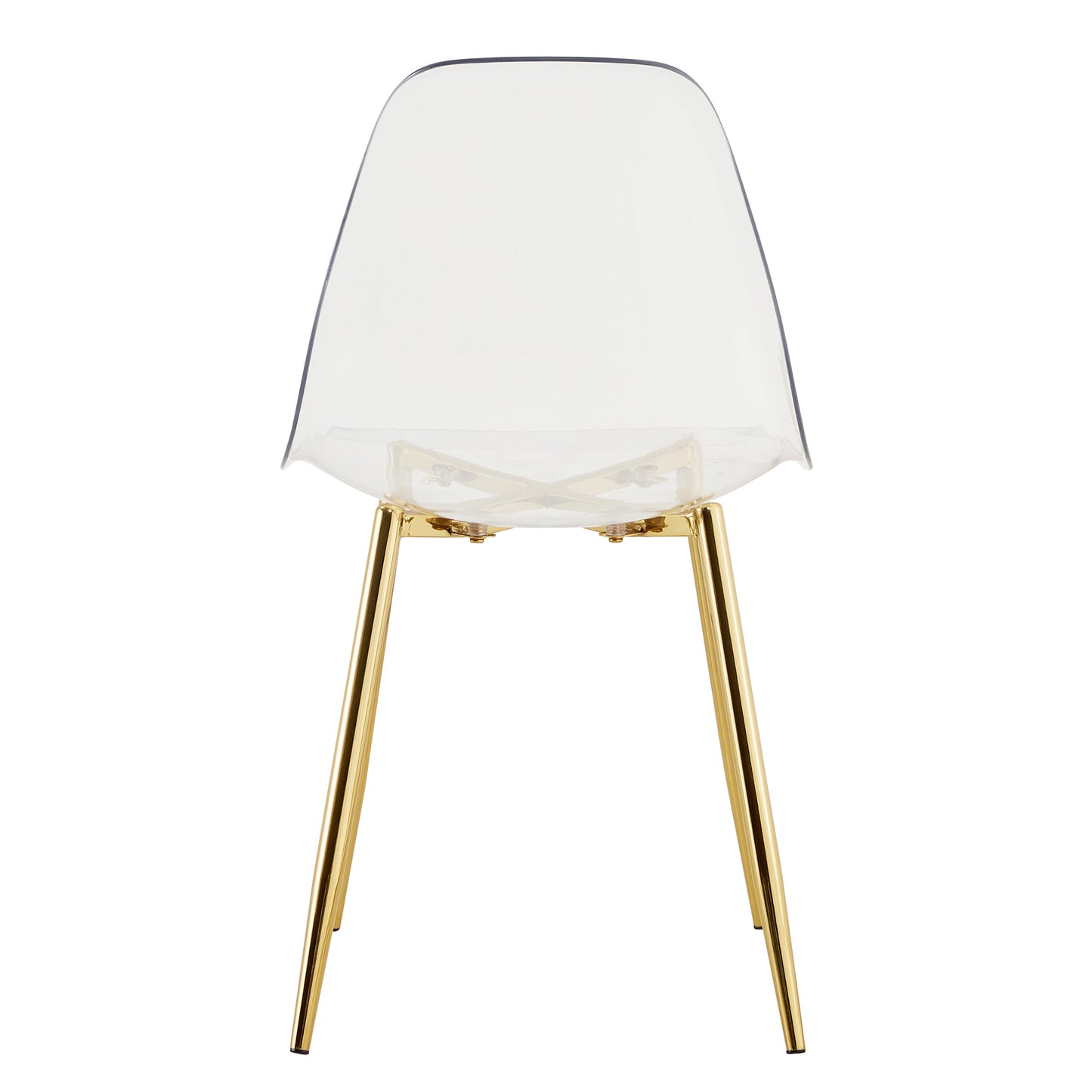 Modern Transparent Dining Chairs - Set of 4 Armless Crystal Chairs with Golden Plating Metal Legs