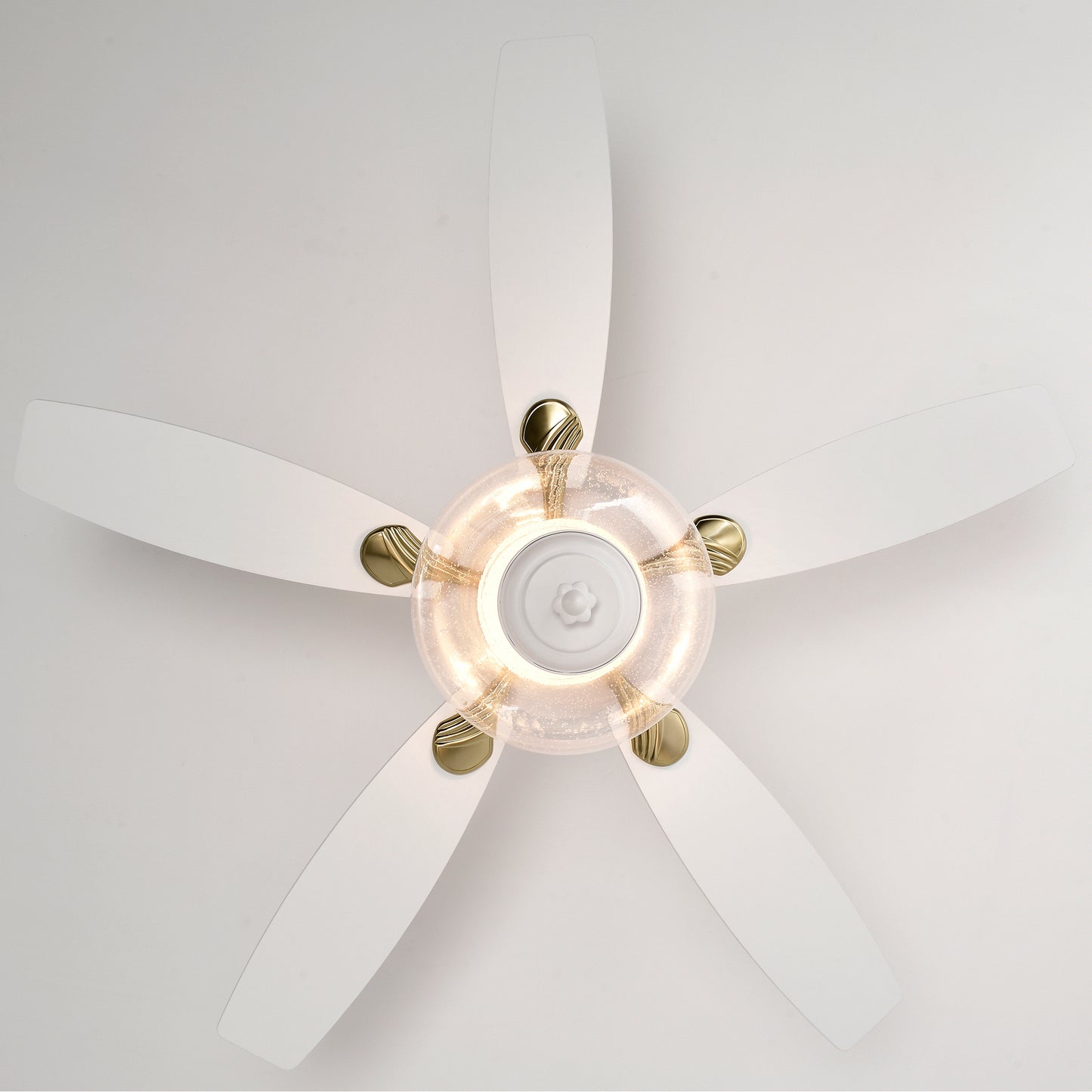 52" Low Profile Ceiling Fan in Matte White - Modern Design with Remote Control and Glass Shade