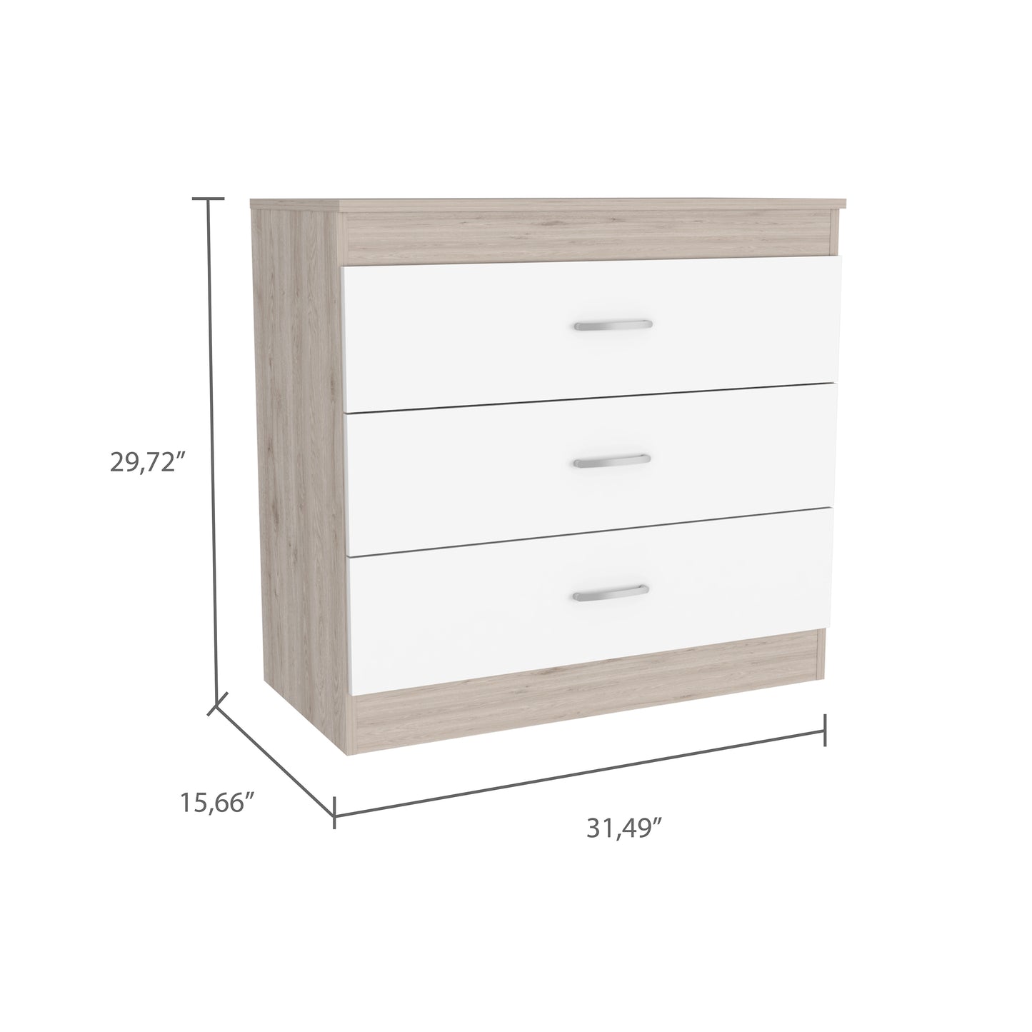 Bethage 3-Drawer Dresser White