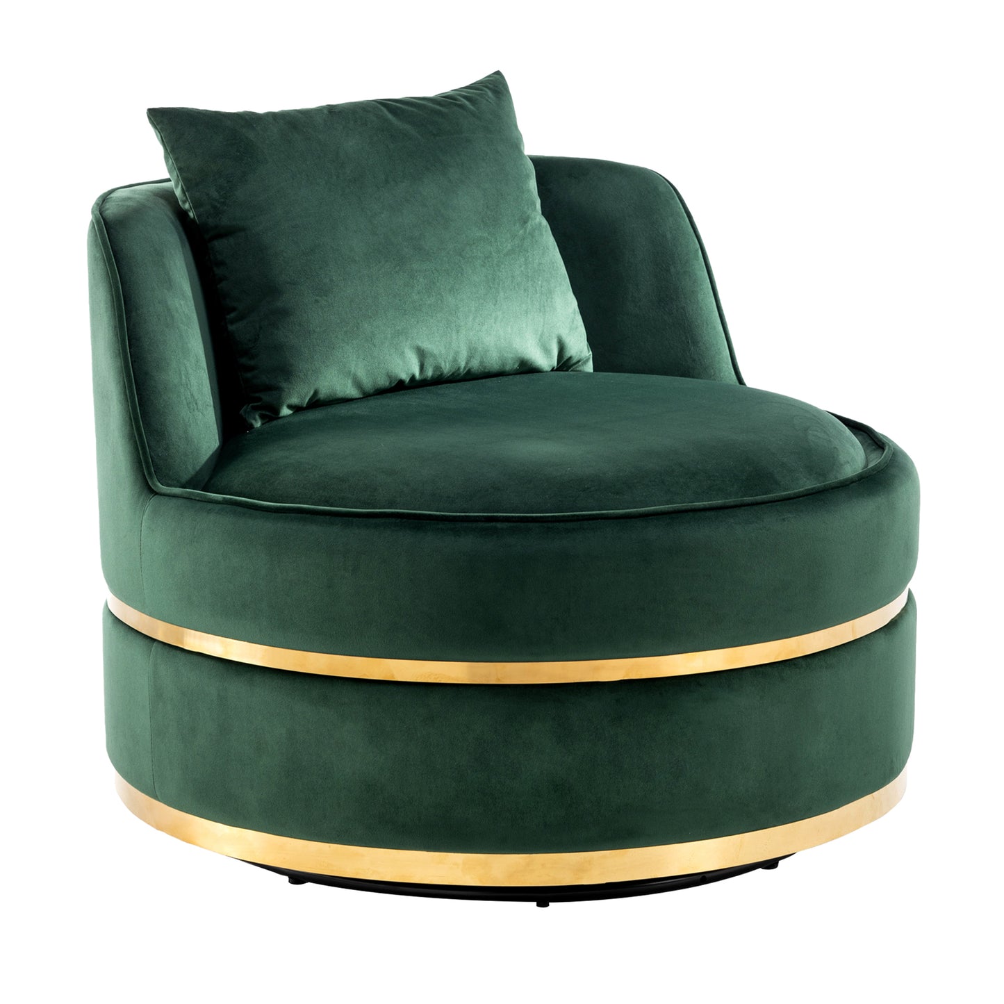 360 Degree Swivel Accent Chair Velvet Modern Upholstered Barrel Chair Over-Sized Soft Chair with Seat Cushion for Living Room, Bedroom, Office, Apartment, Green