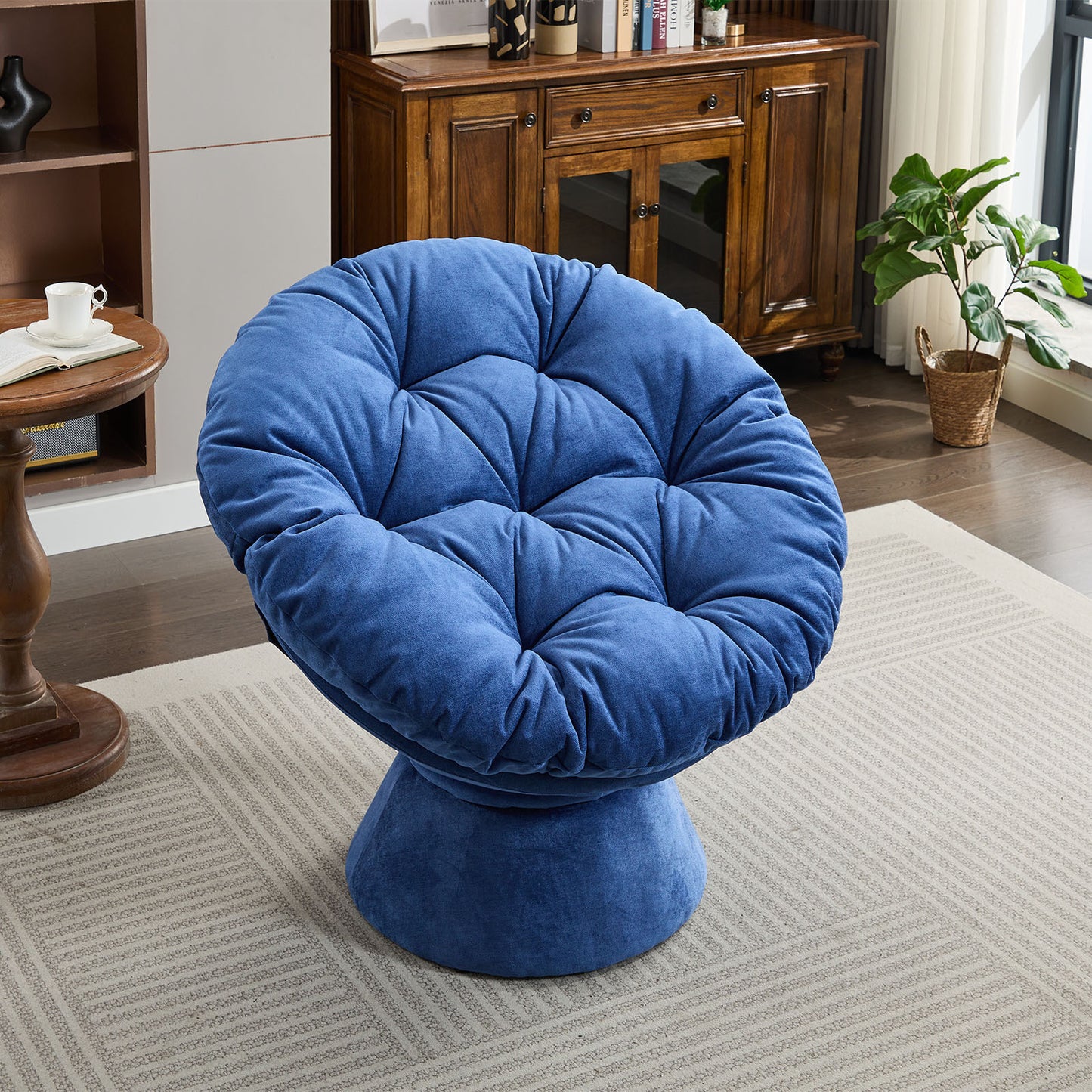 Chaise d'appoint pivotante surdimensionnée, chaise baril pivotante à 360 degrés, chaise Papasan pour salon et chambre à coucher