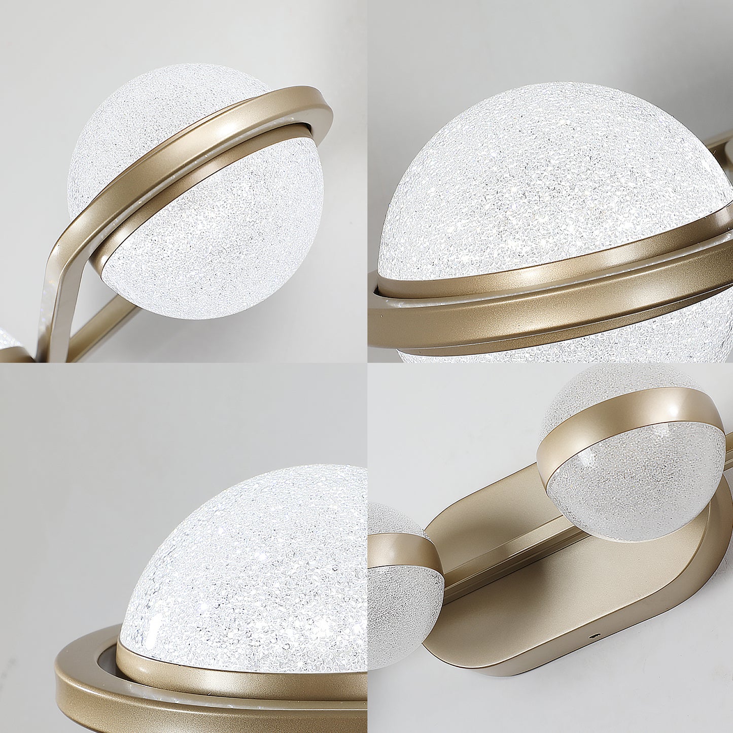 Champagne Gold Bathroom Vanity Light - 6-Bulb LED Wall Mounted Fixture with Stylish Acrylic Shades