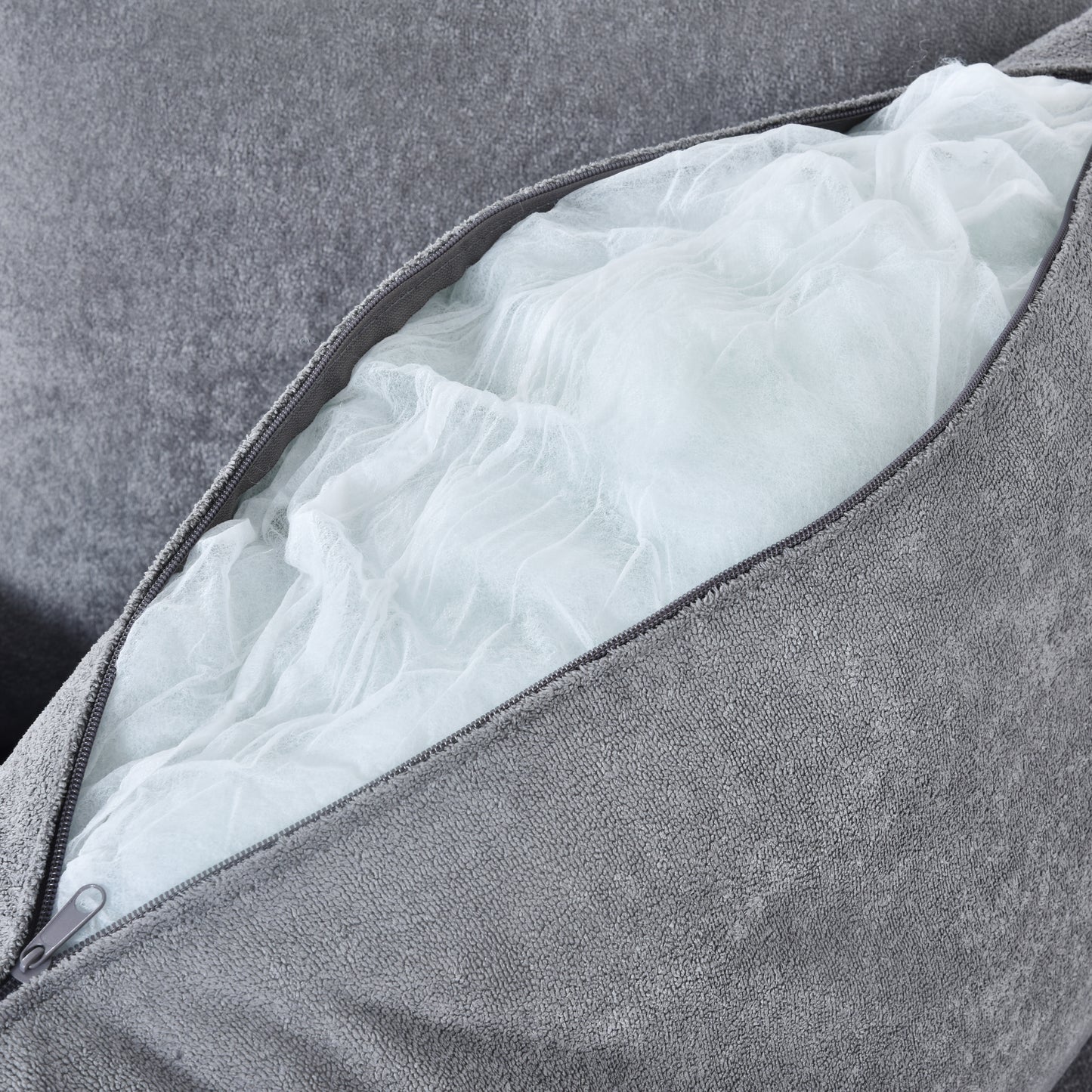 Canapé en forme de L avec cachemire rembourré : design multifonctionnel, aspect luxueux moderne – Idéal pour les salons, les appartements – Assemblage et entretien faciles, gris