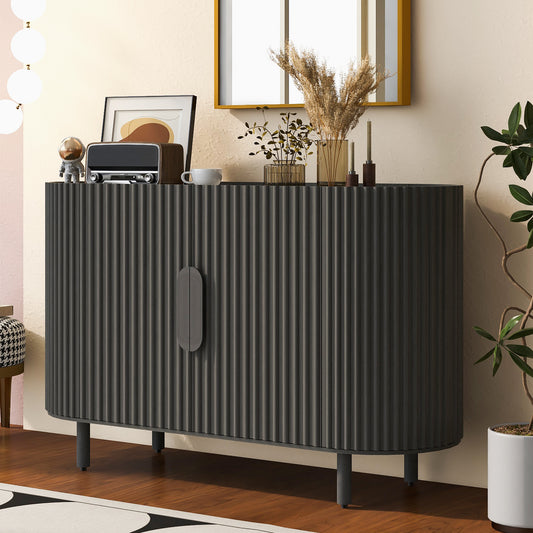 U-Style Curved Design Light Luxury Sideboard with Adjustable Shelves,Suitable for Living Room,Study and Entrance