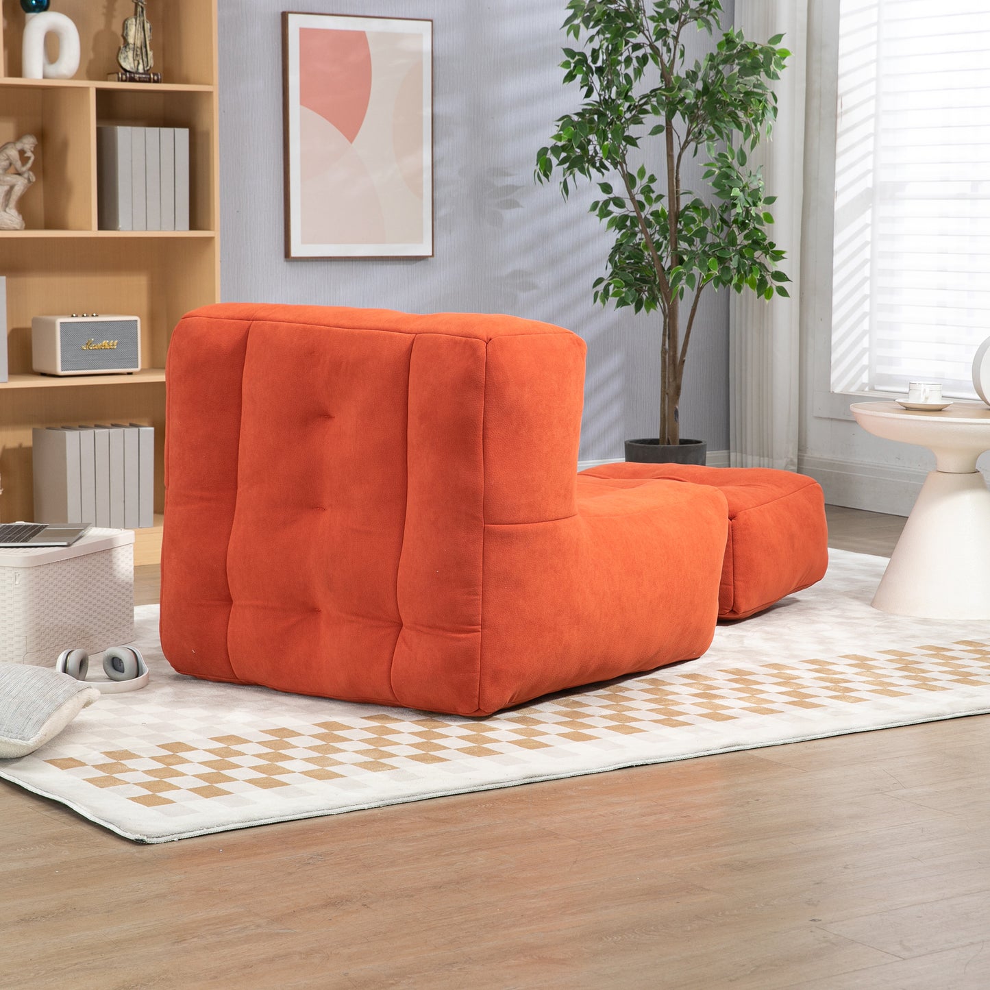 Fauteuil poire moelleux, pouf confortable pour adultes et enfants, fauteuil poire super doux avec mousse à mémoire de forme et pouf, fauteuil poire intérieur moderne pour salon, chambre à coucher, appartement