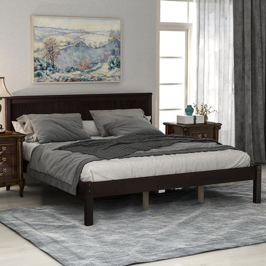 Platform Bed Frame with Headboard, Wood Slat Support, No Box Spring Needed, Queen,Espresso(OLD SKU:WF191420AAP)